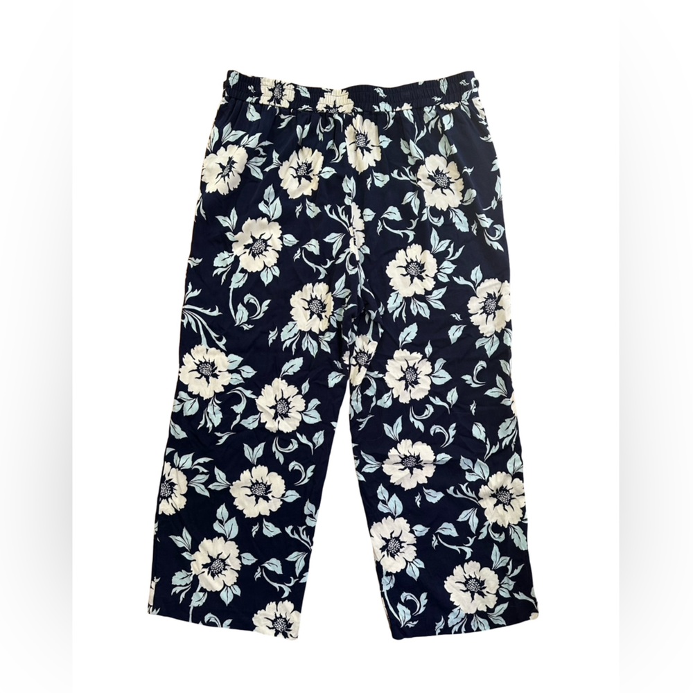 Talbots Wide Leg Pull On Belted Pants Delightful Flowers Blue Floral XLP - Picture 4 of 8